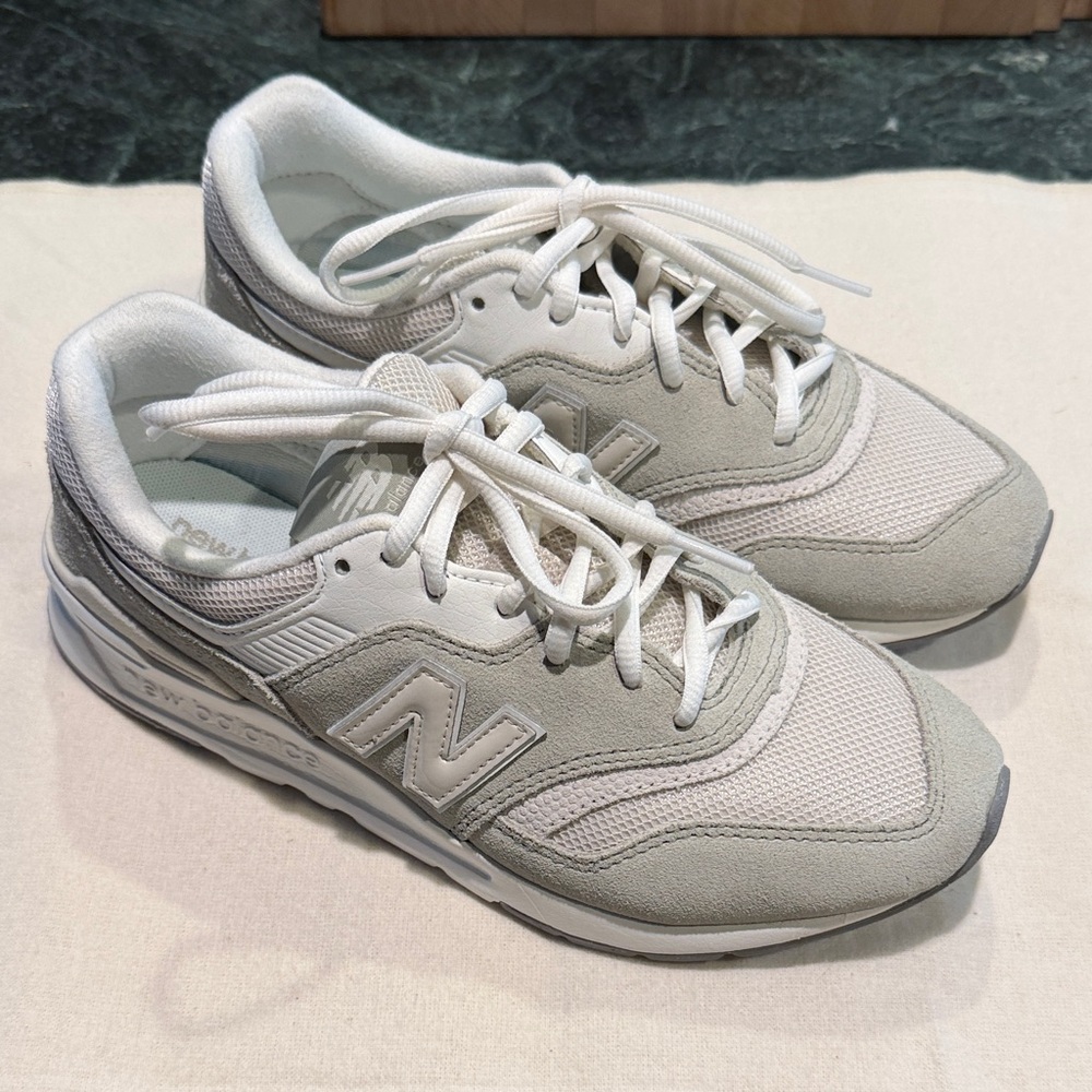 New Balance Light Gray and White Athletic Sneakers